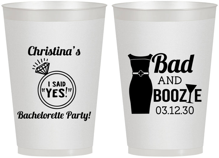 Personalized Bachelorette 12 oz Frosted Cups - Bad And Boozie | 60157
