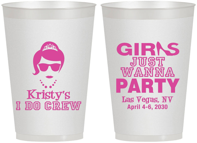 Personalized Bachelorette 12 oz Frosted Cups - Girls Just Wanna Party | 60158
