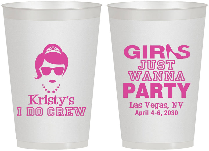 Personalized Bachelorette 12 oz Frosted Cups - Girls Just Wanna Party | 60158
