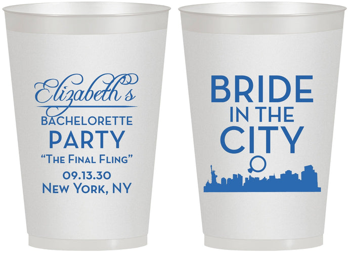 Personalized Bachelorette 12 oz Frosted Cups - New York | 60162