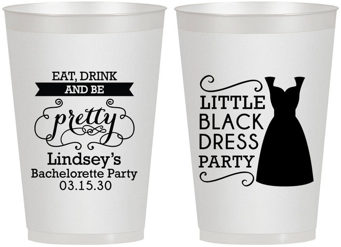 Personalized Bachelorette 12 oz Frosted Cups - Little Black Dress | 60164