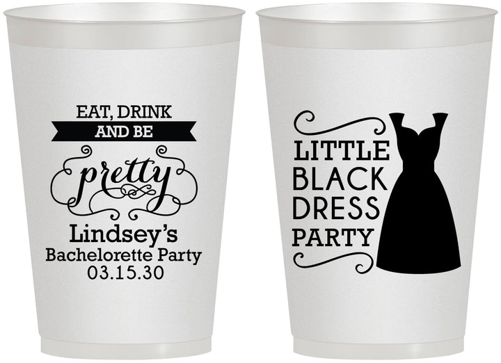 Personalized Bachelorette 12 oz Frosted Cups - Little Black Dress | 60164