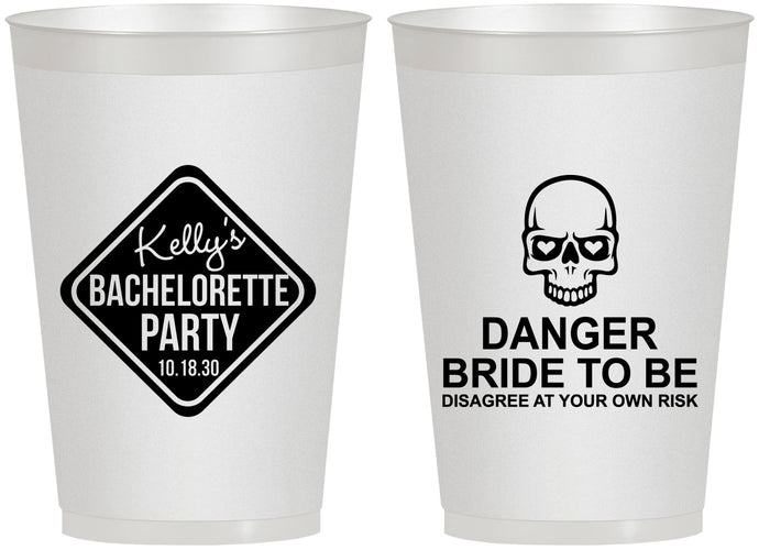 Personalized Bachelorette 12 oz Frosted Cups - Danger Bride To Be | 60165