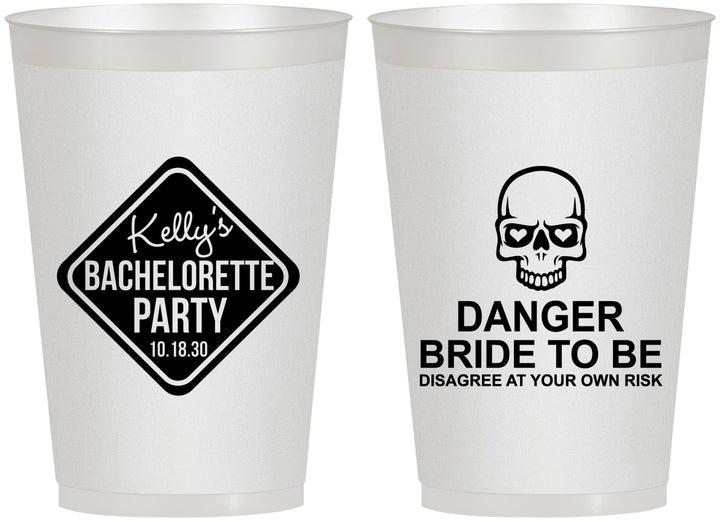 Personalized Bachelorette 12 oz Frosted Cups - Danger Bride To Be | 60165