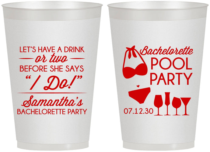 Personalized Bachelorette 12 oz Frosted Cups - Pool Party | 60167