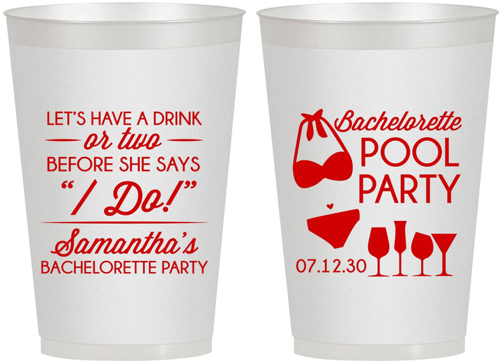 Personalized Bachelorette 12 oz Frosted Cups - Pool Party | 60167