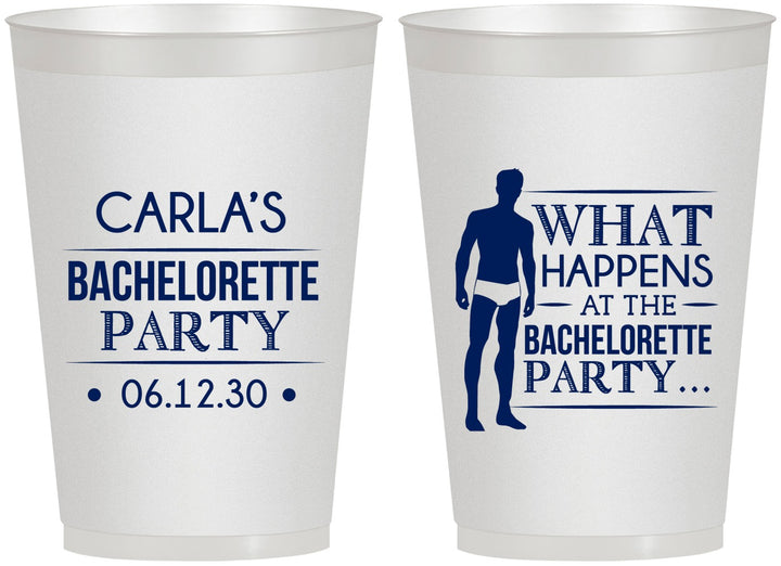 Personalized Bachelorette 12 oz Frosted Cups - What Happens | 60172