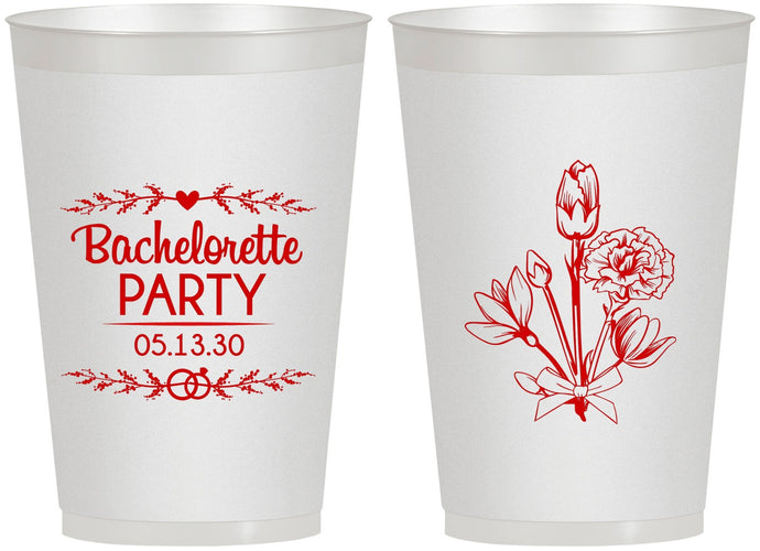 Personalized Bachelorette 12 oz Frosted Cups - Flowers | 60174