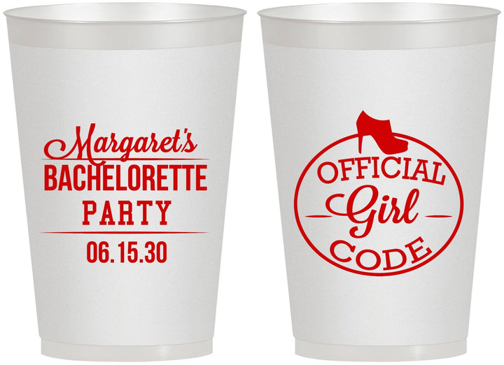 Personalized Bachelorette 12 oz Frosted Cups - Official Girl Code | 60176