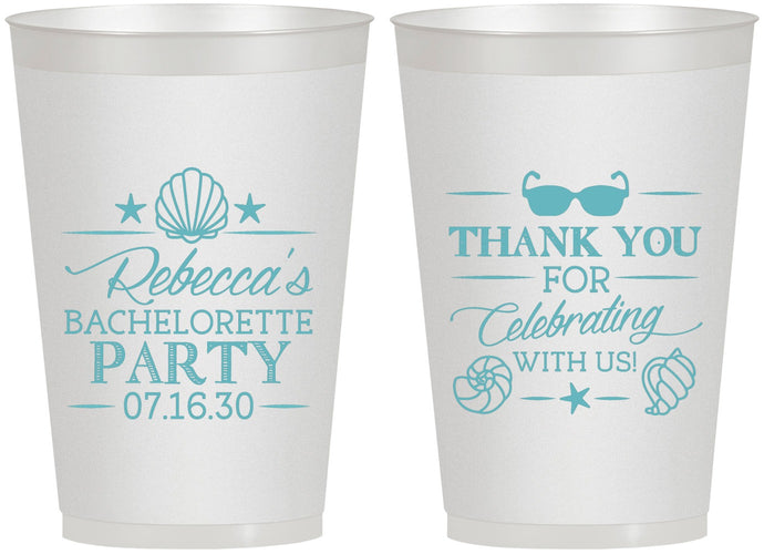Personalized Bachelorette 12 oz Frosted Cups - Beach | 60177