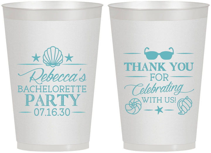 Personalized Bachelorette 12 oz Frosted Cups - Beach | 60177