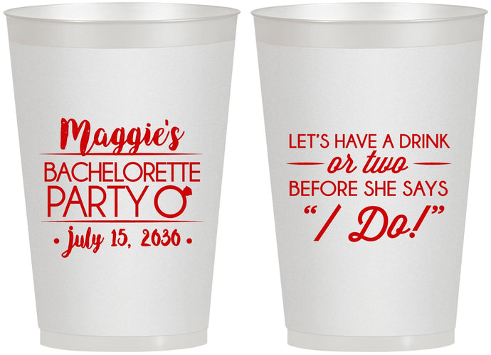 Personalized Bachelorette 12 oz Frosted Cups - Before She Says I Do | 60179