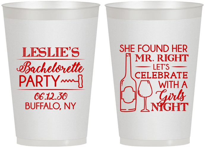 Personalized Bachelorette 12 oz Frosted Cups - Mr Right Girls Night | 60180
