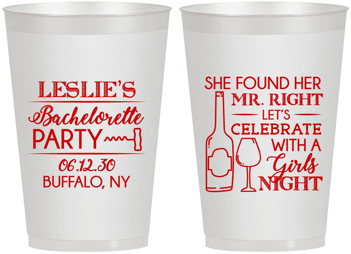 Personalized Bachelorette 12 oz Frosted Cups - Mr Right Girls Night | 60180