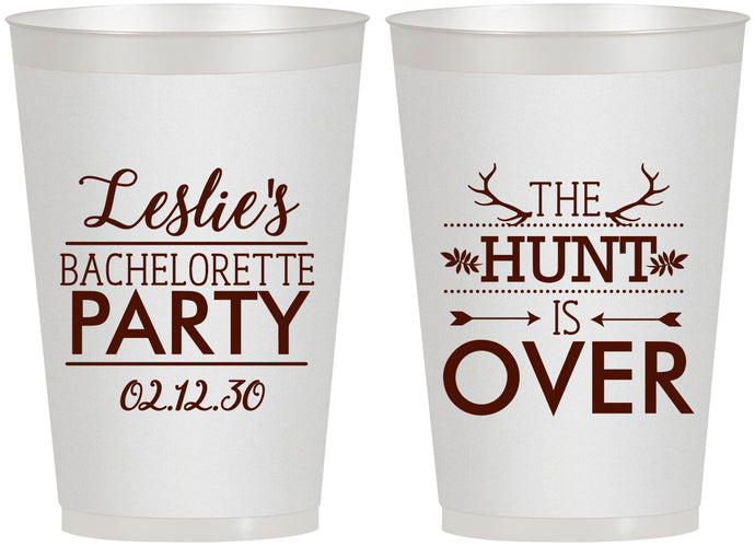 Personalized Bachelorette 12 oz Frosted Cups - The Hunt Is Over | 60184