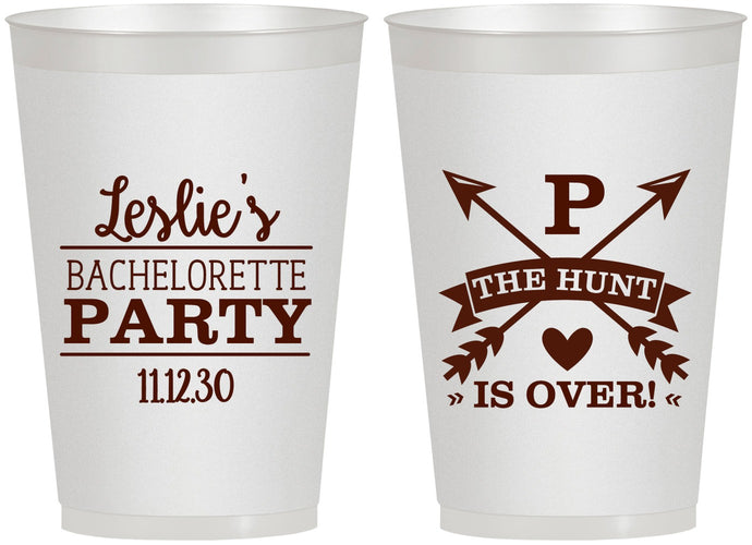 Personalized Bachelorette 12 oz Frosted Cups - The Hunt Is Over | 60186
