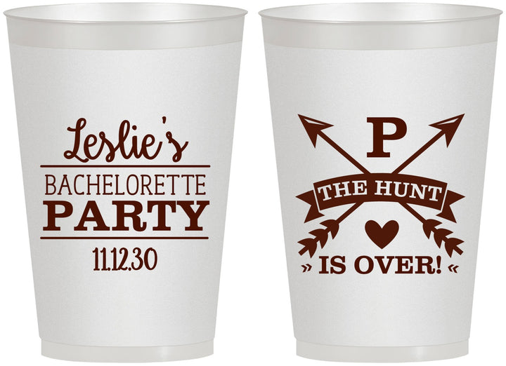 Personalized Bachelorette 12 oz Frosted Cups - The Hunt Is Over | 60186