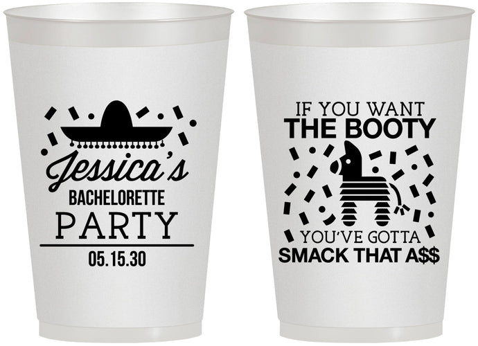 Personalized Bachelorette 12 oz Frosted Cups - Smack That Ass | 60192
