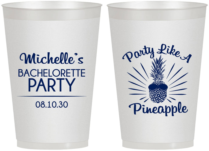Personalized Bachelorette 12 oz Frosted Cups - Party Like A Pineapple | 60193