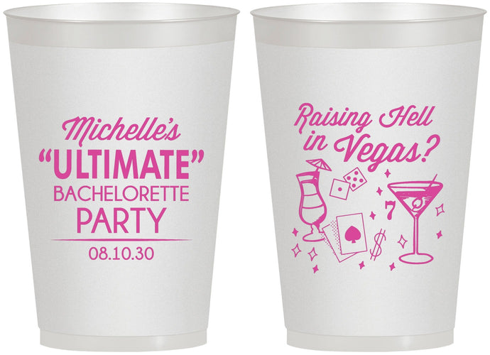 Personalized Bachelorette 12 oz Frosted Cups - Raising Hell In Vegas | 60196