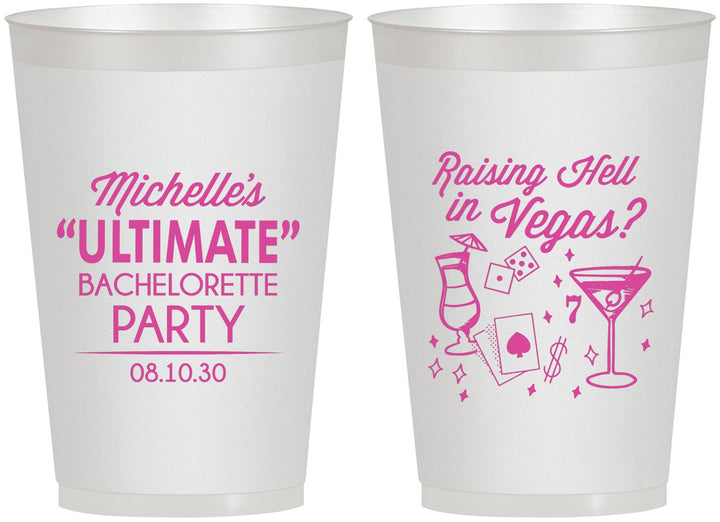 Personalized Bachelorette 12 oz Frosted Cups - Raising Hell In Vegas | 60196
