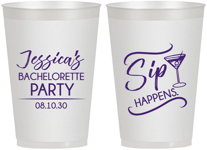 Personalized Bachelorette 12 oz Frosted Cups - Sip Happens | 60197