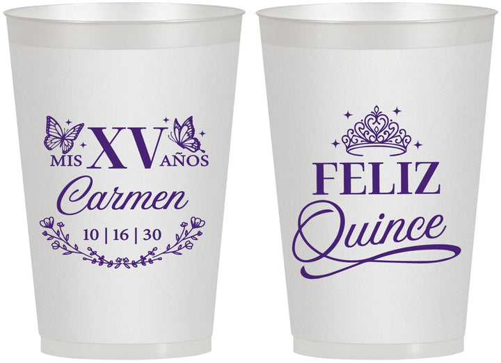Personalized Quinceanera 12 oz Frosted Cups - Mis Quince Anos | 70000