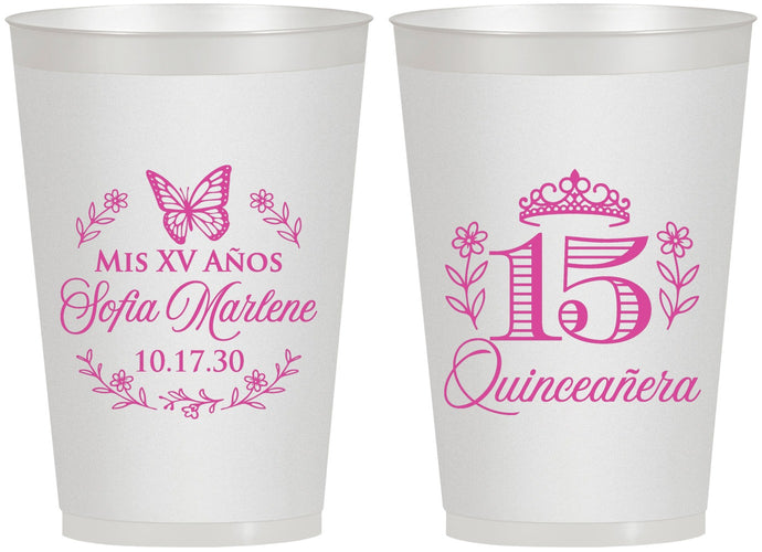 Personalized Quinceanera 12 oz Frosted Cups - Mis Quince Anos | 70007