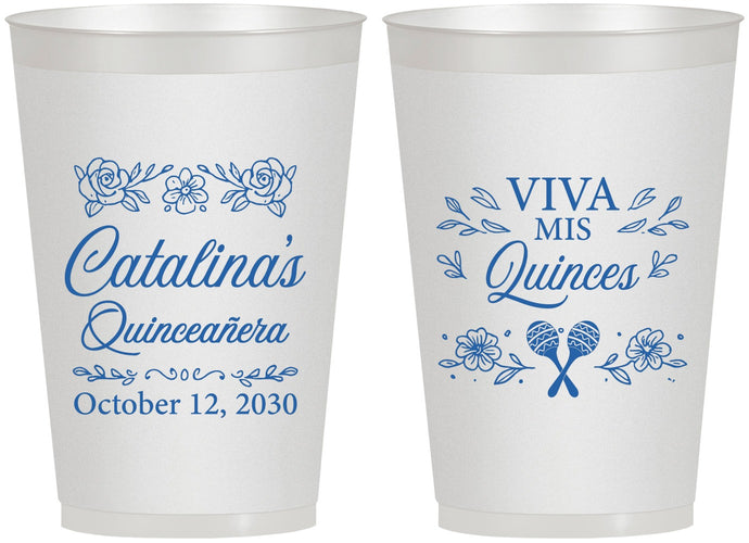 Personalized Quinceanera 12 oz Frosted Cups - Viva Mis Quinces | 70009