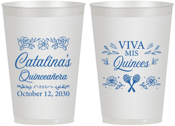 Personalized Quinceanera 12 oz Frosted Cups - Viva Mis Quinces | 70009