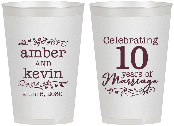 Personalized Anniversary 12 oz Frosted Cups - 10 Years Of Marriage | 80000