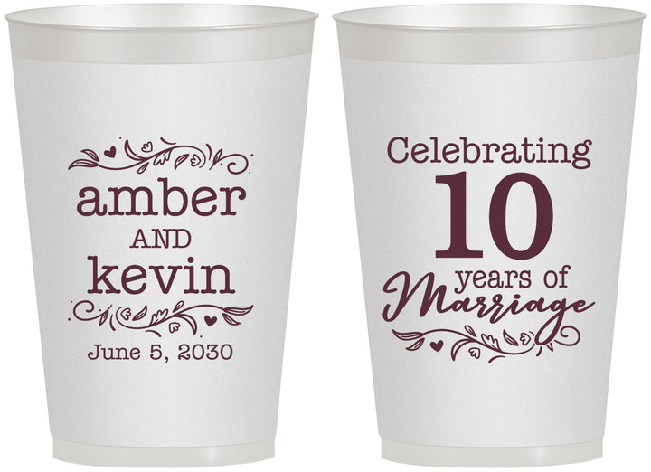 Personalized Anniversary 12 oz Frosted Cups - 10 Years Of Marriage | 80000