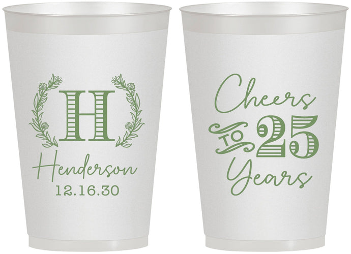 Personalized Anniversary 12 oz Frosted Cups - Cheers To 25 Years | 80002