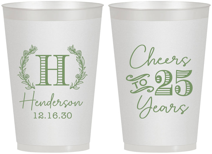 Personalized Anniversary 12 oz Frosted Cups - Cheers To 25 Years | 80002