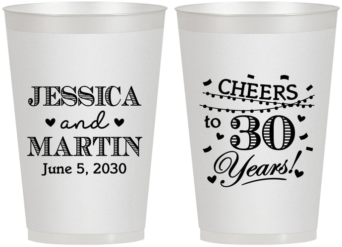 Personalized Anniversary 12 oz Frosted Cups - Cheers To 30 Years | 80003