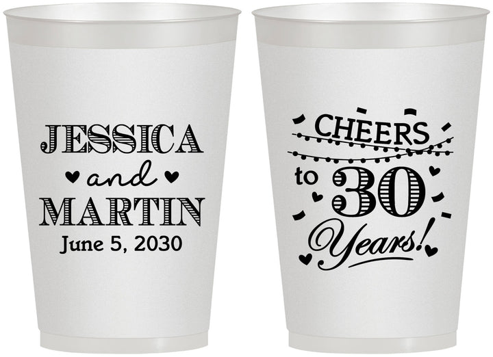 Personalized Anniversary 12 oz Frosted Cups - Cheers To 30 Years | 80003