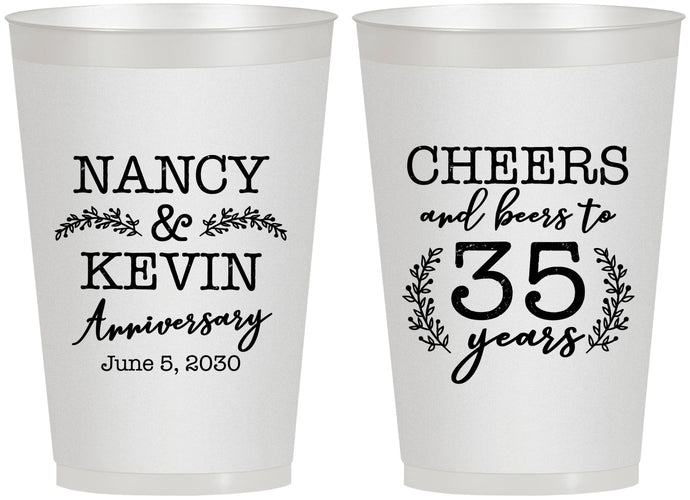 Personalized Anniversary 12 oz Frosted Cups - Cheers To 35 Years | 80004