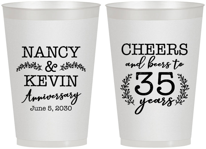 Personalized Anniversary 12 oz Frosted Cups - Cheers To 35 Years | 80004