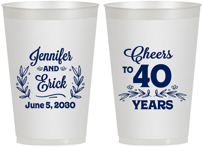 Personalized Anniversary 12 oz Frosted Cups - Cheers To 40 Years | 80005
