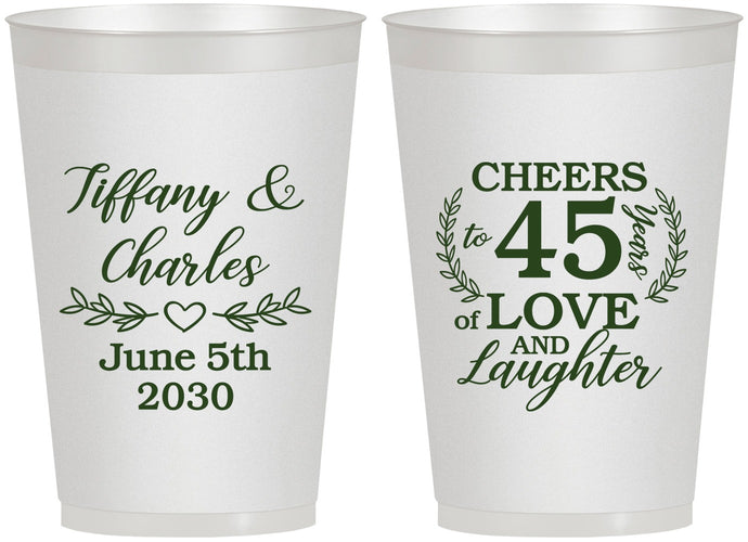 Personalized Anniversary 12 oz Frosted Cups - Cheers To 45 Years | 80006