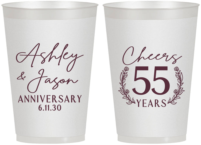 Personalized Anniversary 12 oz Frosted Cups - Cheers To 55 Years | 80008