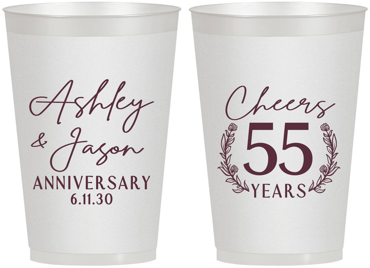 Personalized Anniversary 12 oz Frosted Cups - Cheers To 55 Years | 80008