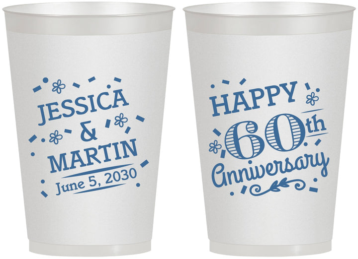 Personalized Anniversary 12 oz Frosted Cups - Cheers To 60 Years | 80009