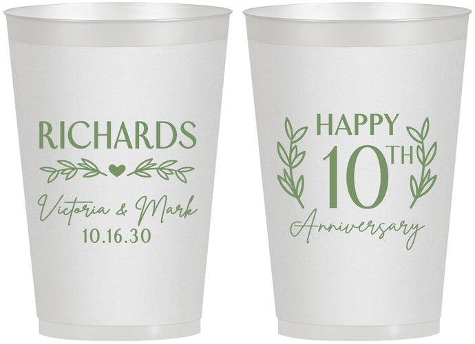 Personalized Anniversary 12 oz Frosted Cups - 10th Wedding | 80010