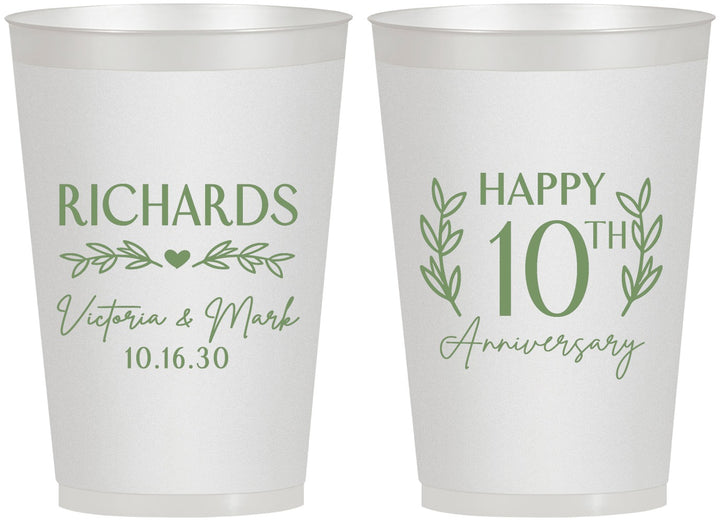 Personalized Anniversary 12 oz Frosted Cups - 10th Wedding | 80010