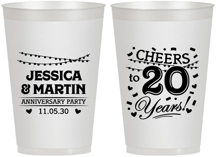 Personalized Anniversary 12 oz Frosted Cups - Cheers To 20 Years | 80011