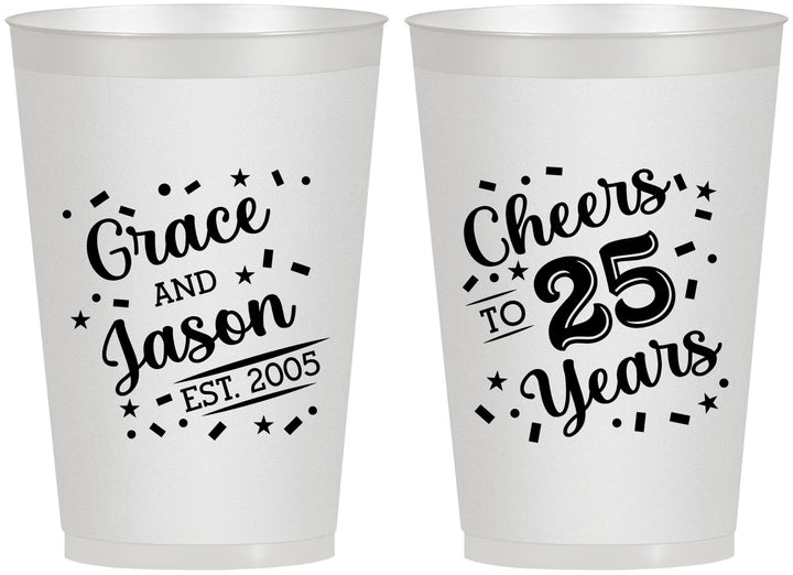 Personalized Anniversary 12 oz Frosted Cups - Cheers To 25 Years | 80012