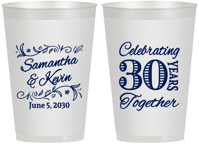 Personalized Anniversary 12 oz Frosted Cups - 30 Years Together | 80013