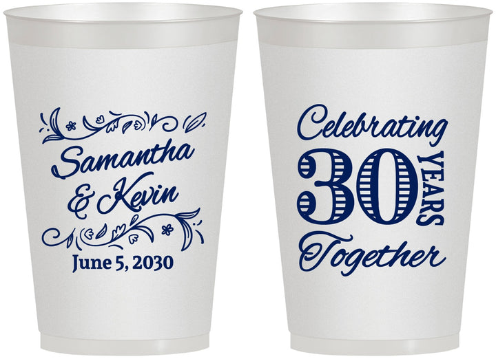 Personalized Anniversary 12 oz Frosted Cups - 30 Years Together | 80013