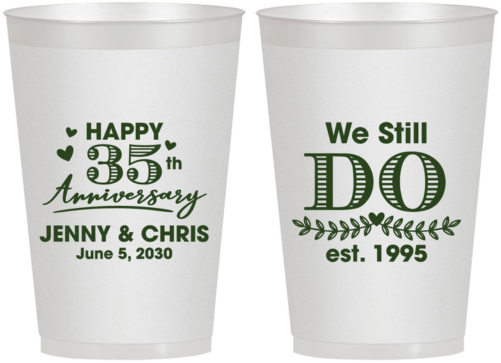 Personalized Anniversary 12 oz Frosted Cups - 35th Wedding | 80014
